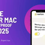 Illustration showing Norton 360 on a smartphone with the headline “Make Your Mac Bulletproof in 2025” — hero image for our Best Antivirus for Mac 2025 guide.