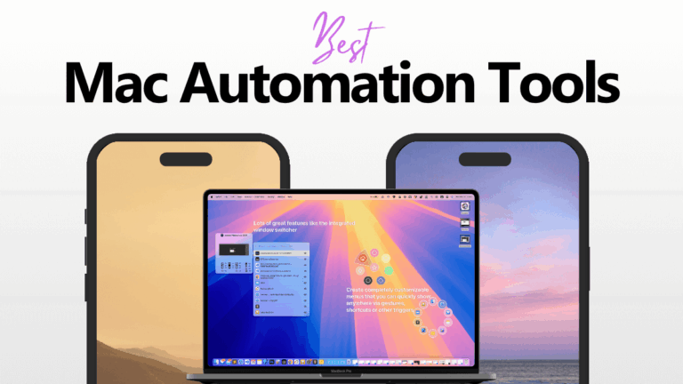 Best Mac Automation Tools – preview with MacBook and iPhones, showing modern Apple ecosystem